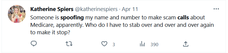 Twitter An upset twitter user complaining about CID spoofing
